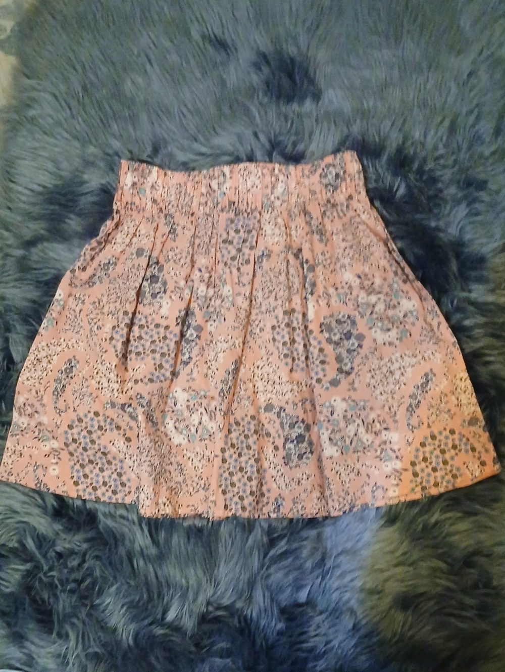 H&M Pink Mini Skirt with Blue Paisley Print